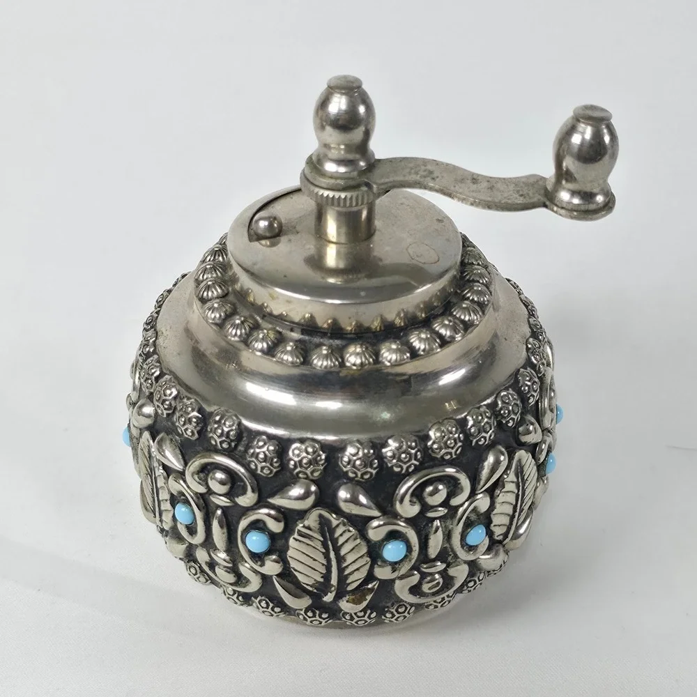 Italian Cruet Set Salt, Pepper & Parmesan Bowl Novelty Spoon Silver Tone Vintage